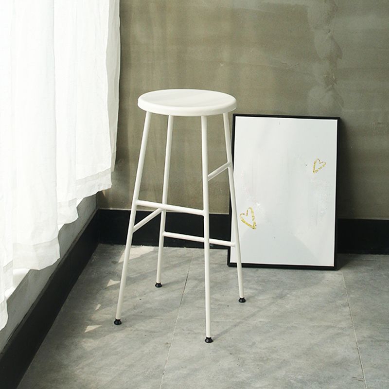 Industrial Iron Backless Barstool Simple Indoor Tall Stool with Square Seat 1 Piece