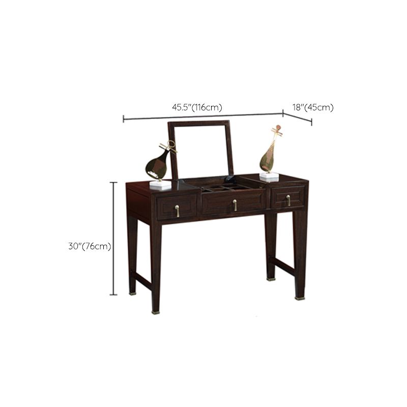 Solid Wood Vanity Dressing Table Traditional Flip-Top Makeup Vanity Table