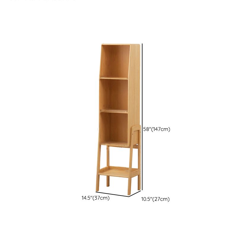 Bamboo Vertical Bookshelf Contemporary Closed Back Bookcase with Shelves