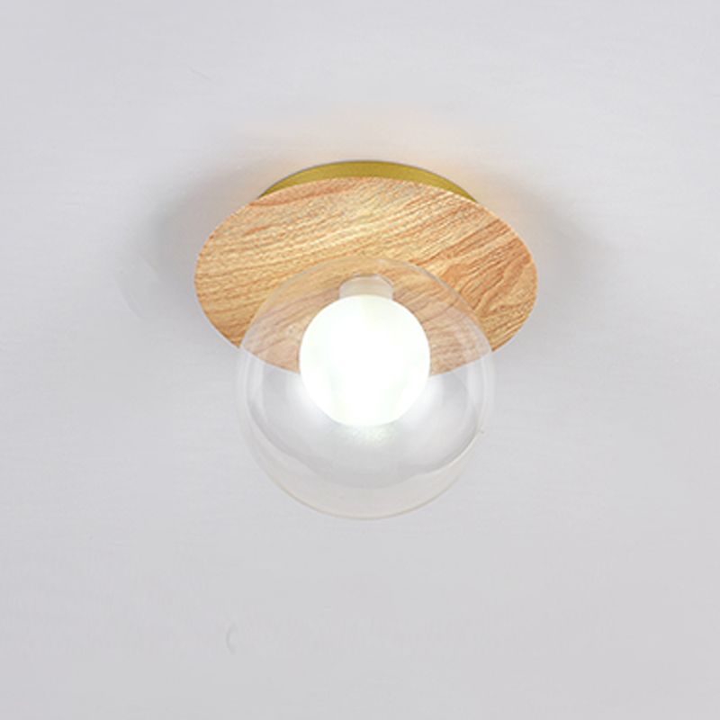 Modern Metal Flush Mount Ball Shape Ceiling Light with Glass Shade for Living Room