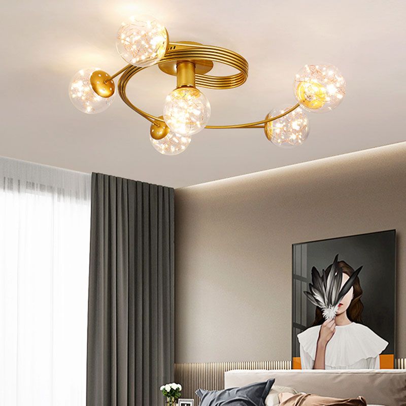 Plafonnier encastré à abat-jour rond multi-lumières de style moderne
