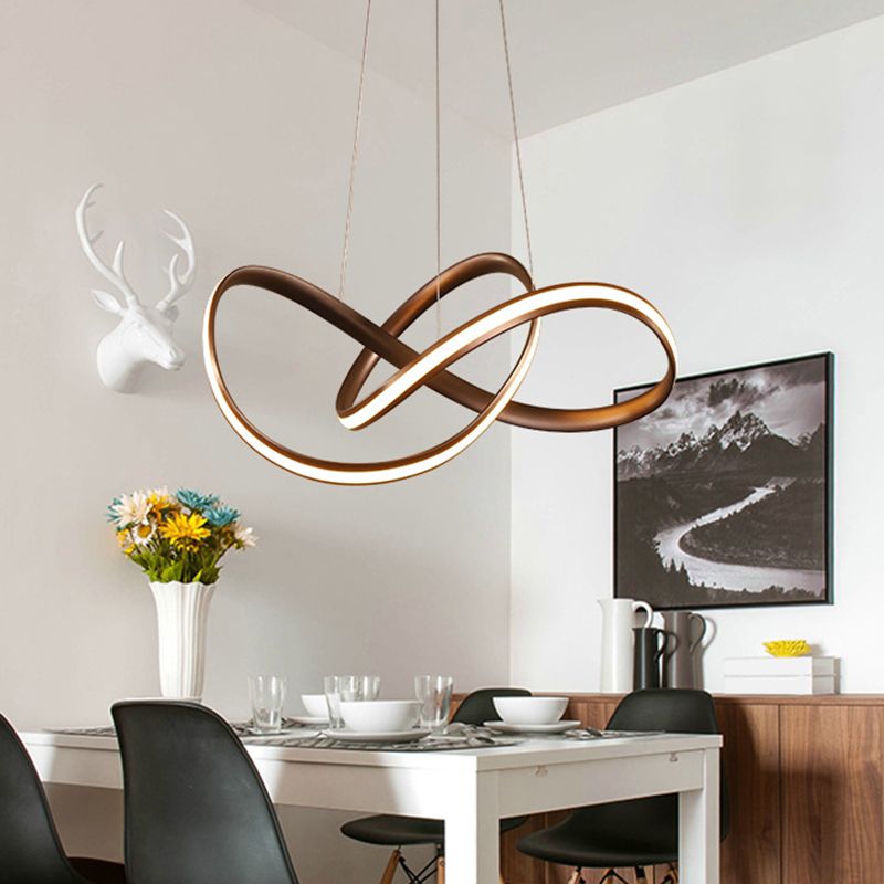 Modern Seamless Curves Chandelier Lights Metal Pendant Light Kit for Living Room