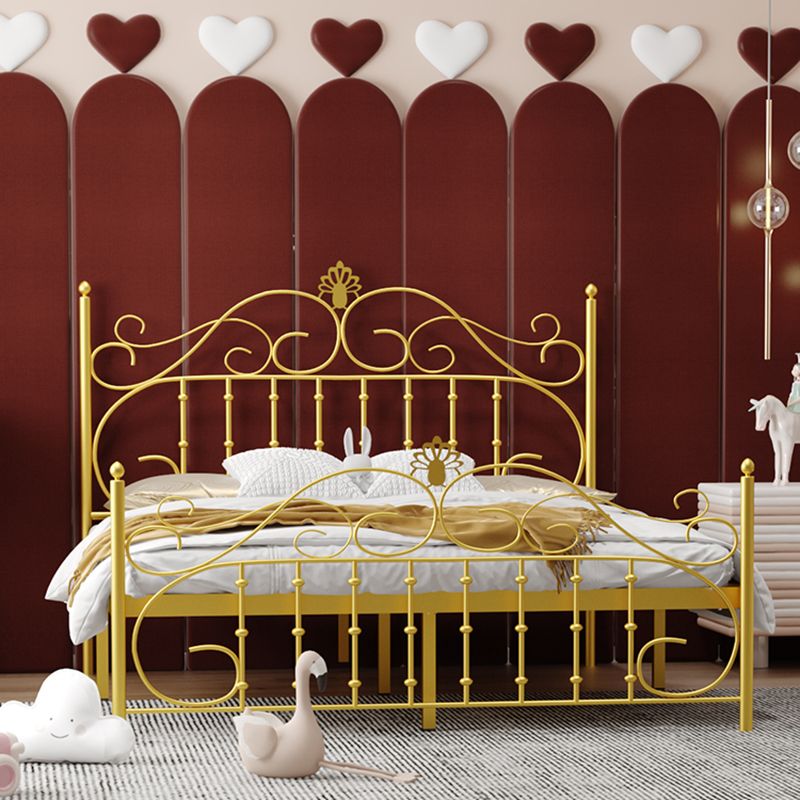 Contemporary Metallic Open-Frame Bed 48.4" Tall Bed with Arched Headboard