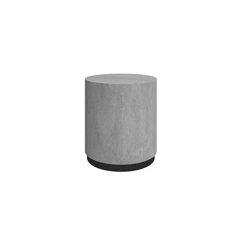 Drum Base Design Black/grey Faux Concrete Top Metal Base Round Coffee Table