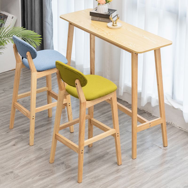 Milk Tea Shop Scandinavian Leather Stool Matte Finish Rubberwood Footrest Barstool