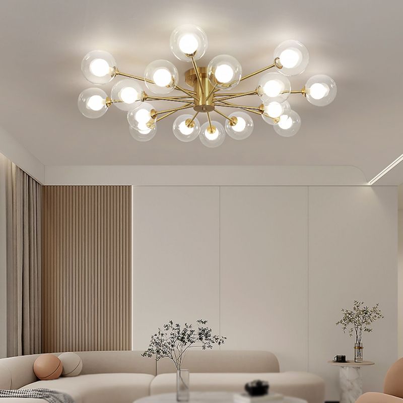 Nordic Style Ceiling Light Glass Shade Ball Shape Ceiling Lamp for Living Room