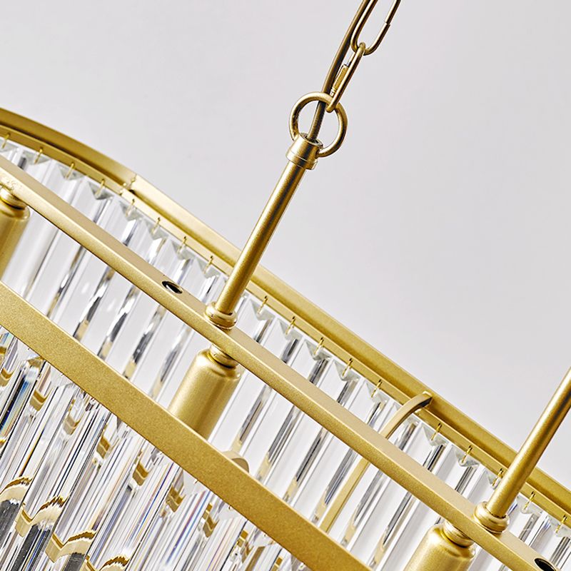 Luce del soffitto dell'isola ovale postmoderna 4 teste trasparenti a sospensione a bordo a tre lati