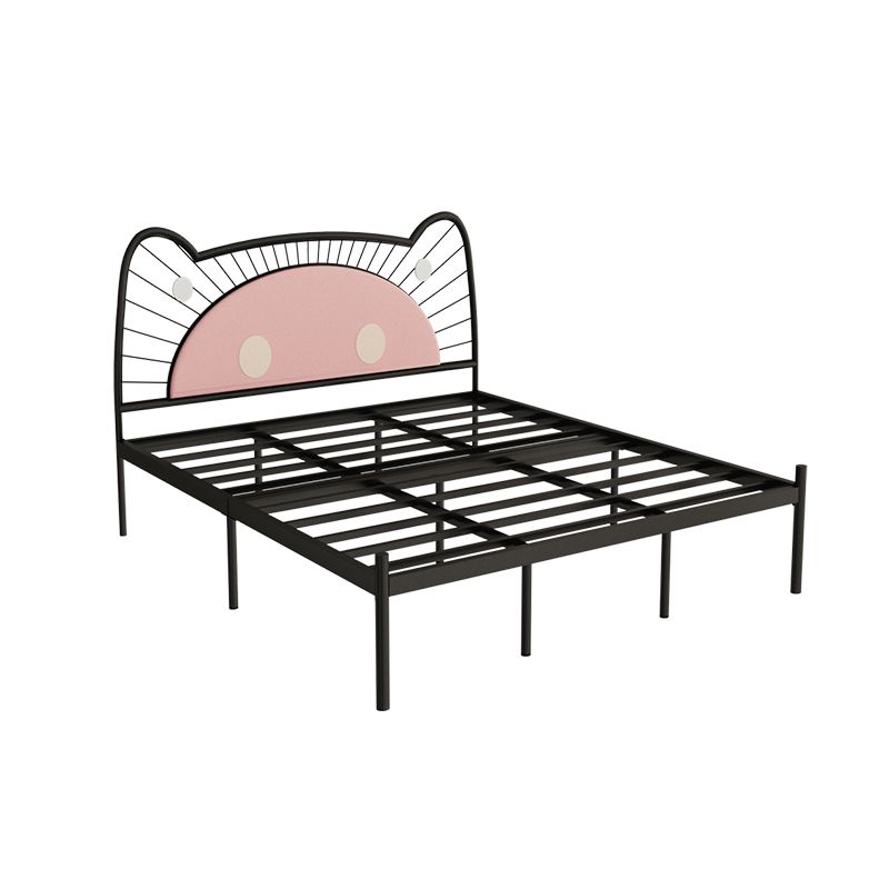 Glam Open-Frame Bed with Upholstered Headboard and Metal Legs