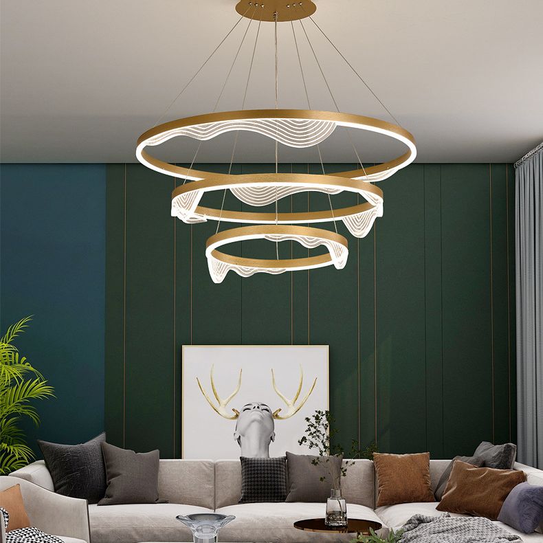 Candelier de niveles acrílicos Elegante LED Minimalista Luz colgante de lámpara para sala de estar