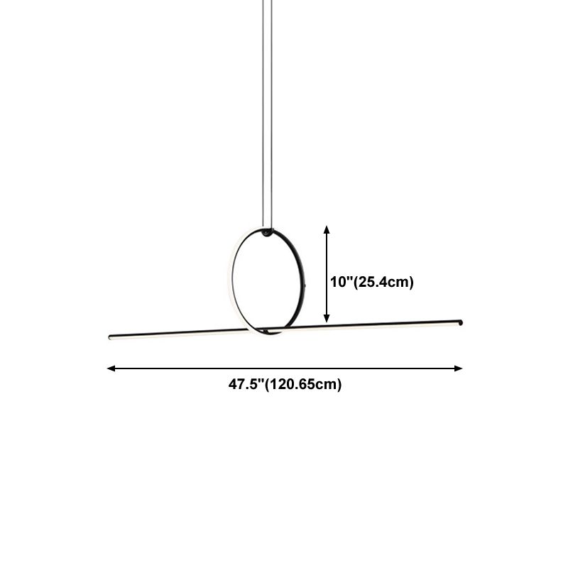 Black Geometrical Island Light Fixture Simple Style LED Metal Island Ceiling Light