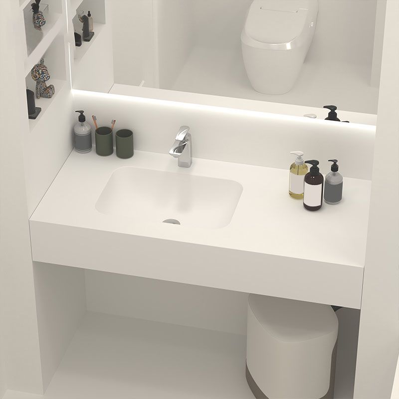 Modern Undermount Bathroom Sink Rectangular Pop-Up Drain Wash Stand without Faucet