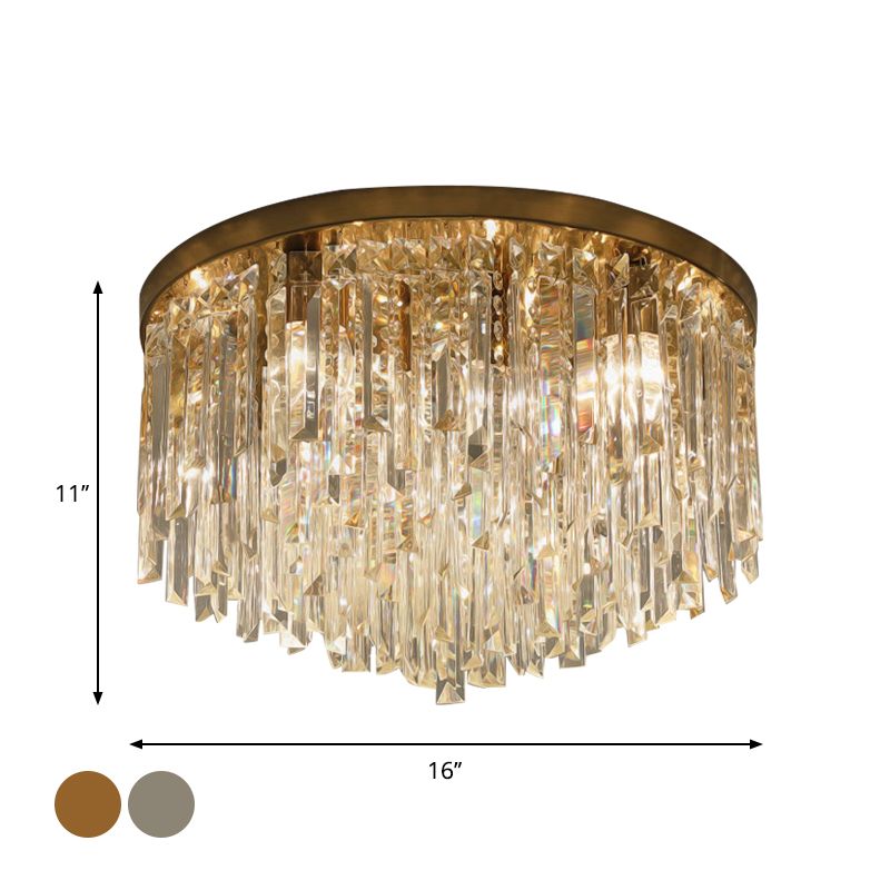 Chroom/Goud Tapered Flush Verlichting Hedendaagse Crystal Draping 6 Hoofden Slaapkamer Plafond Opgezette Licht