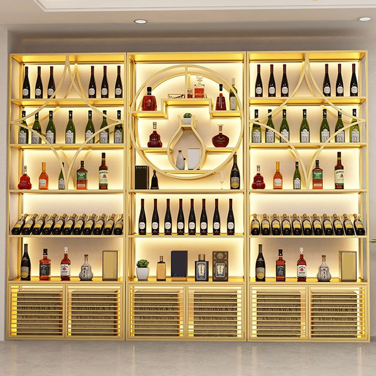 Glam Floor Wine Bottle Holder Metal Single Wine Rack in Gold/Black