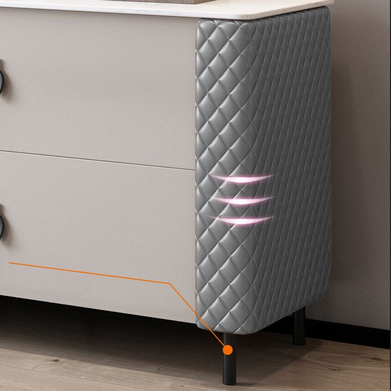 Gray Vanity Desk with 2 Storage Drawers 17.32" Wide Wood Vanity Set, Modern Style