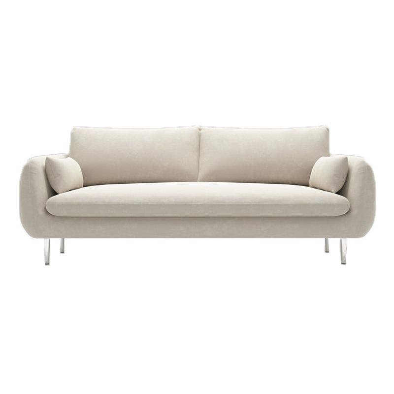 33.46" High Velvet Sofa with 2 Pillows Contemporary Square Arm Sofa