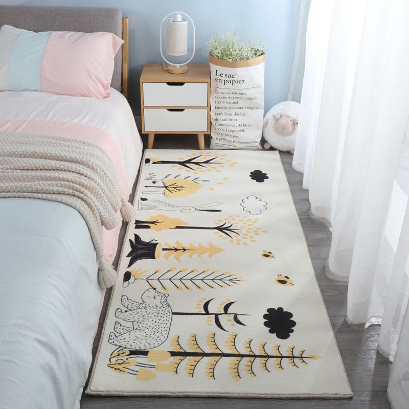 Red Modern Indoor Rug Blending Mushroom Area Rug Washable Rug for Home Decor