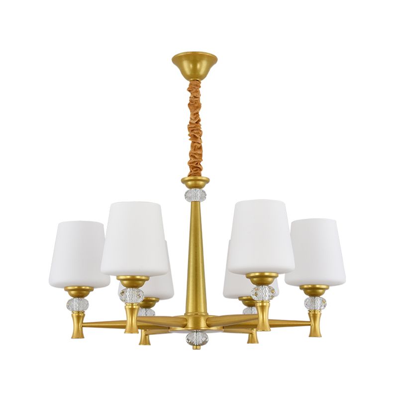 Glass Shade Metal Chandelier Light Fixtures American Style Multi-Head Bell Suspension Lamp