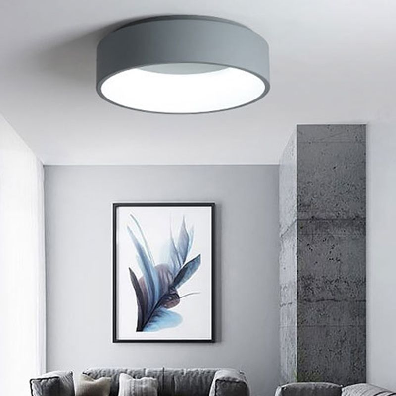 Modern Nordic LED Macaron Ceiling Light Aluminium Circular Flush Mount with Acrylic Shade