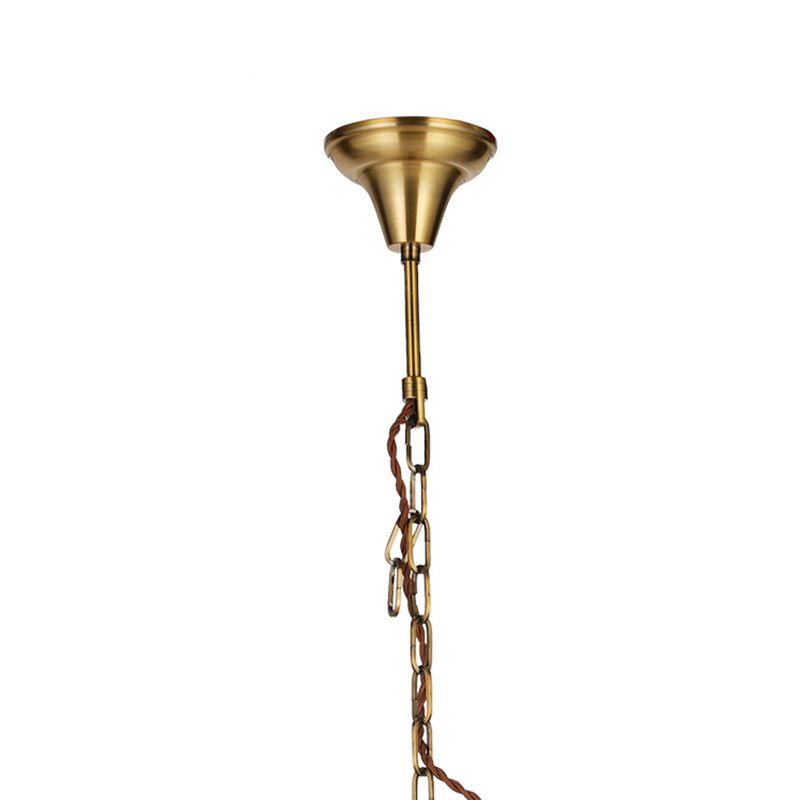 Brass 3/4 Lights Chandelier Light Fixture Traditional Clear Glass and Metal Rectangle Pendant Lamp