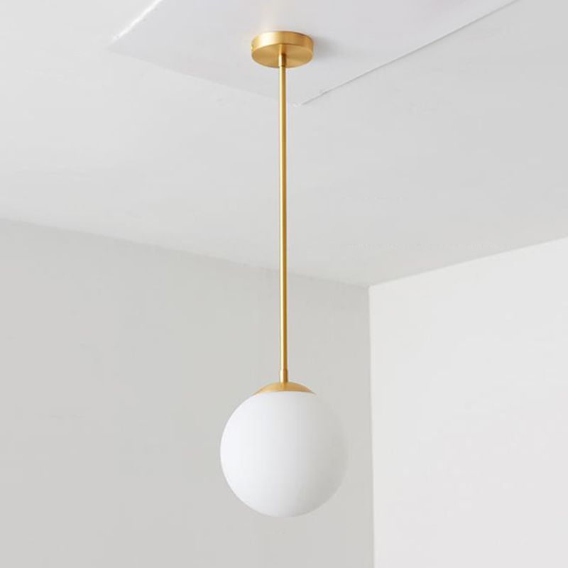 Globe Glass Pendant Light in Modern Creative Style Copper Single Hanging Lamp for Dining Room