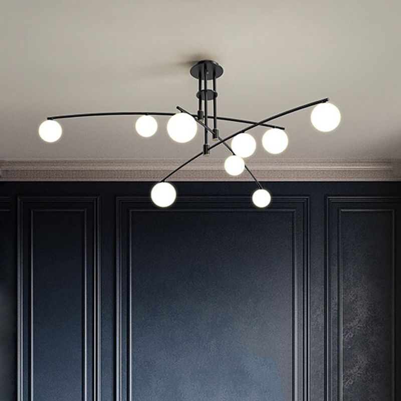 5 / 6 / 9 - Light Kitchen Island Pendant Iron and Glass Ceiling Fixture in Black / Gold