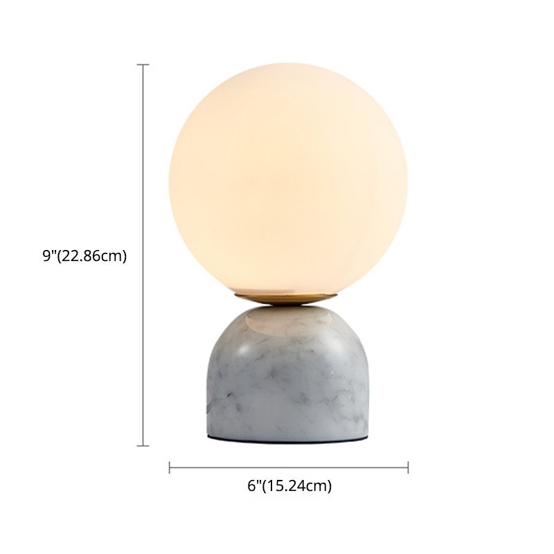 Lámpara de mesa de globo de vidrio en el estilo artístico moderno Luz de mesa de mármol para el dormitorio