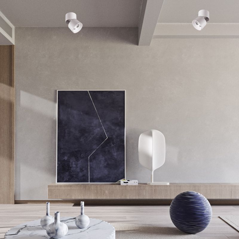 LED Circle Shape Flush Mount Modern Metal Ceiling Lamp with Aluminum Shade for Living Room