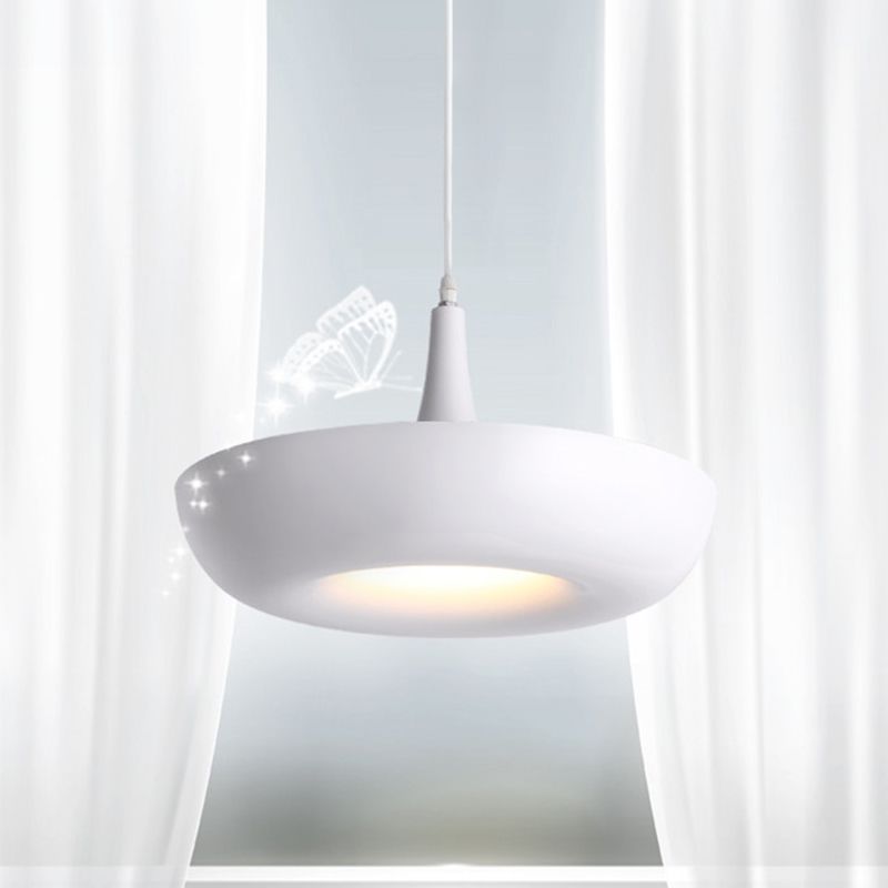 Bowl Dining Room Pendant Lamp Metal 1 Light Modern Style Suspension Light in White