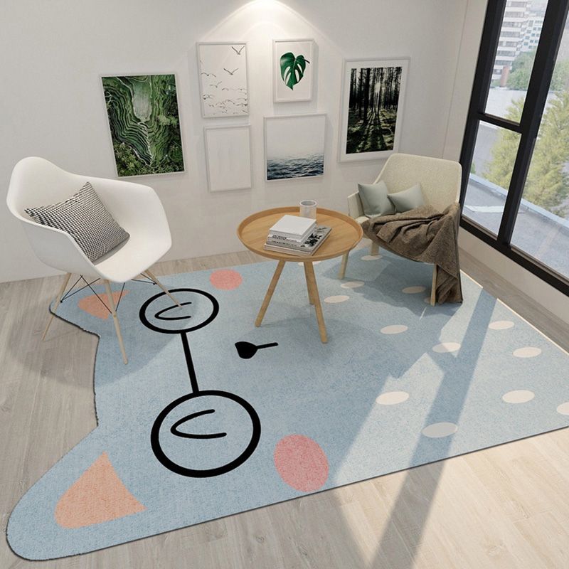 Red Simple Rug Polyester Cock Area Rug Stain Resistant Rug for Living Room