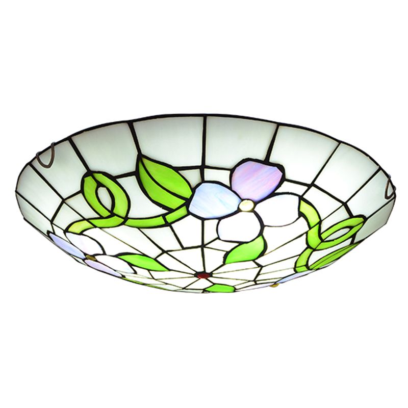 Flower Flush Mount Ceiling Light Stained Glass Tiffany-Style Flush Mount Ceiling Ligh