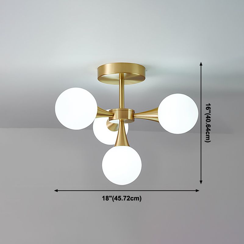 Modern Sputnik Ceiling Light Glass Shade Flush Mount Light for Bedroom Living Room