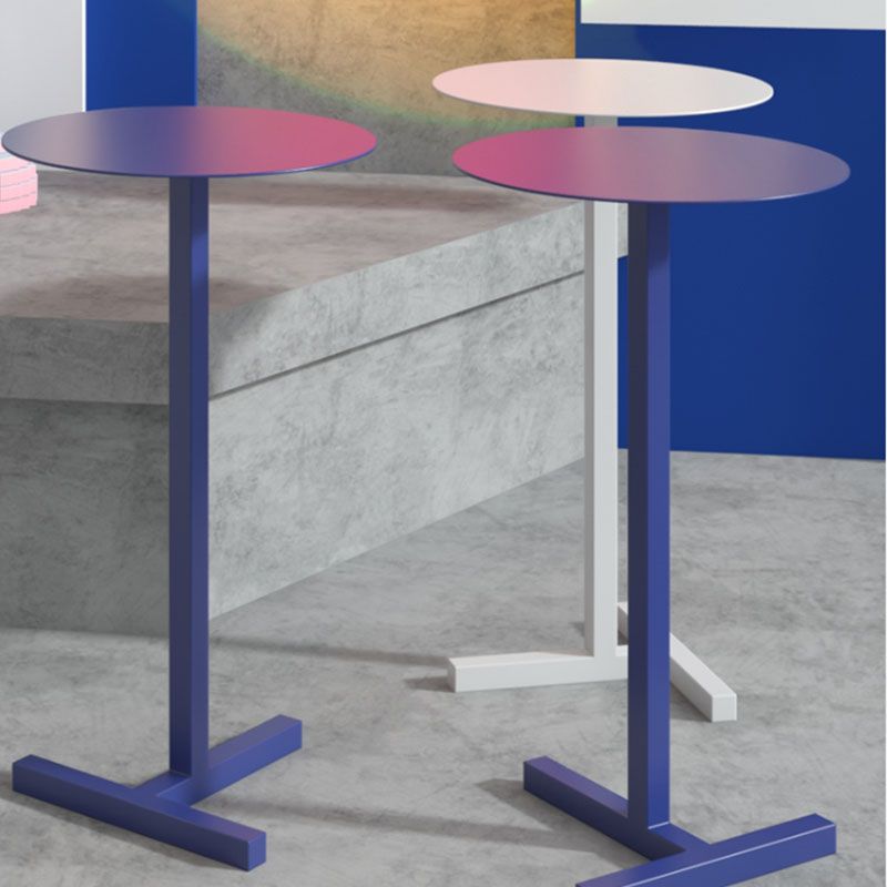Round Abstract Base Design Metal Side Table Medieval Modern Style