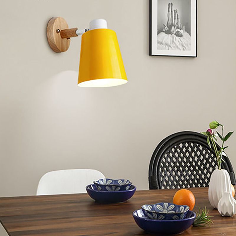 Macaron Shaded Lighting Contemporary Wood Wall Light for Room