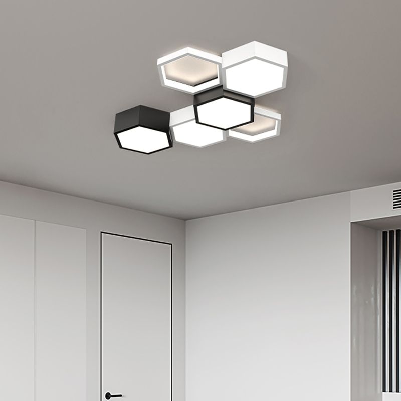 Soporte empotrado LED geométrico acrílico en luz de techo de aluminio esmerilado de estilo creativo moderno