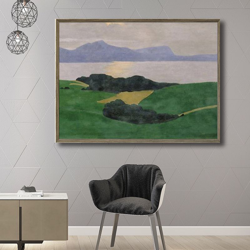 Strukturierter Meereslandschafts-Wandkunst-Vintage-Leinwanddruck in Grün für Schlafzimmer, mehrere Größen erhältlich