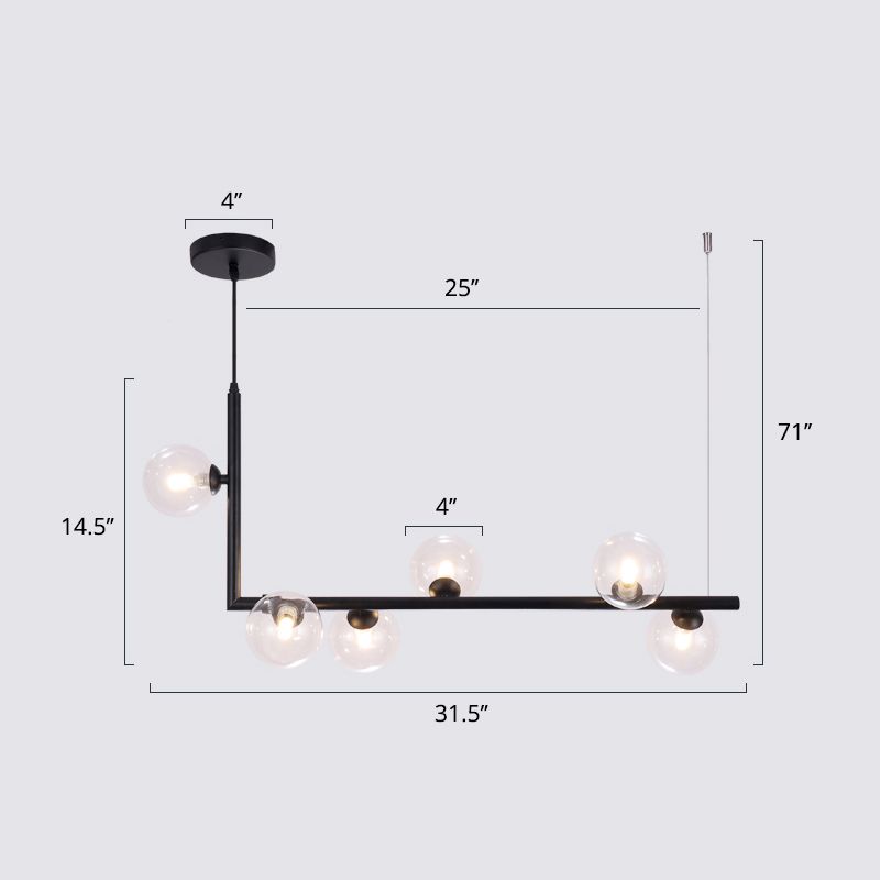 Ball Hanging Island Light Postmodern Glass Suspension Candant Light per sala da pranzo