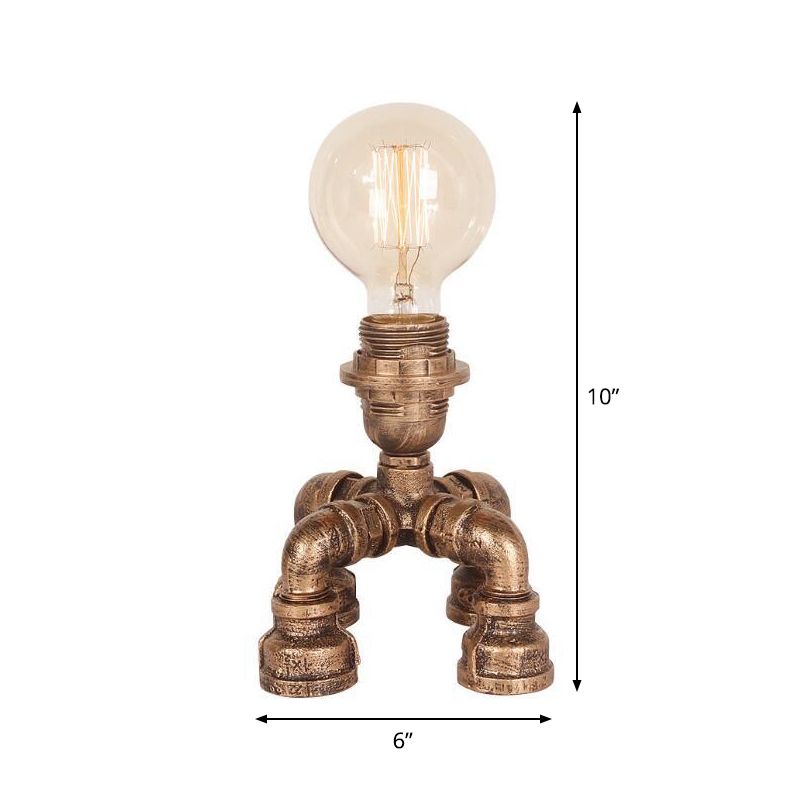 Bronze Single-Bulb Table Light Warehouse Style Iron 3-Leg/4-Leg/Sitting Robot Nightstand Lamp with/without Cage Guard