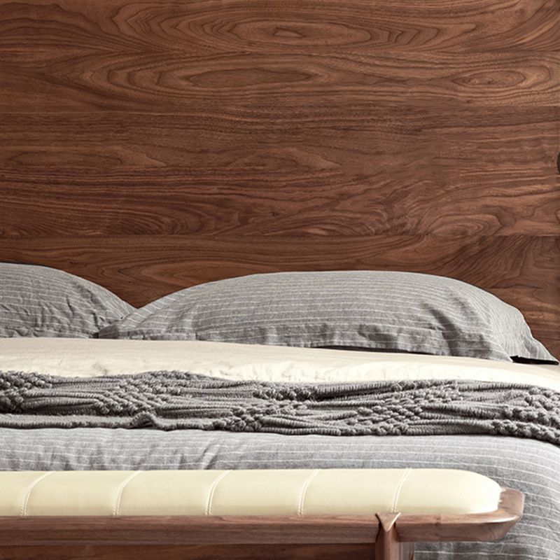 Solid Wood Headboard Standard Bed Mattress Included Bed Frame with Custom Legs