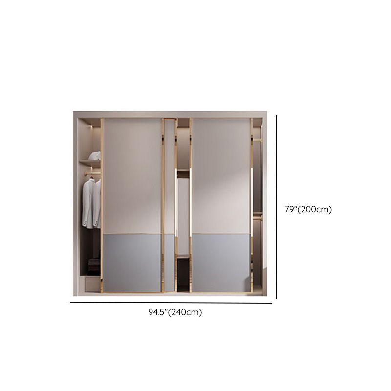 Bedroom Wooden Wardrobe Armoire Coastal Style Sliding Doors Storage Cabinet