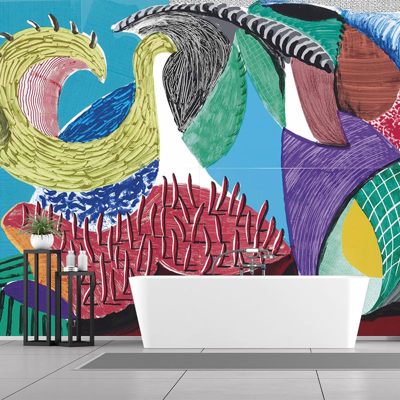 Abstract Art Wall Murals Contemporary Non-Woven Cloth Wall Decor in Red-Yellow-Blue-Green