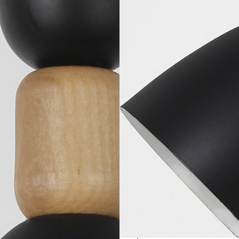 Dining Room Domed Suspension Light Metal Wood One Bulb Macaron Hanging Light