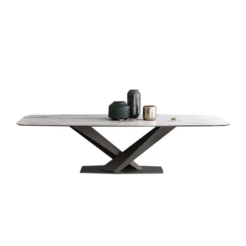 1/4/5/7 Pcs Metal Modern Dining Set with Rectangle Table and Pedestal Base Dinette Set