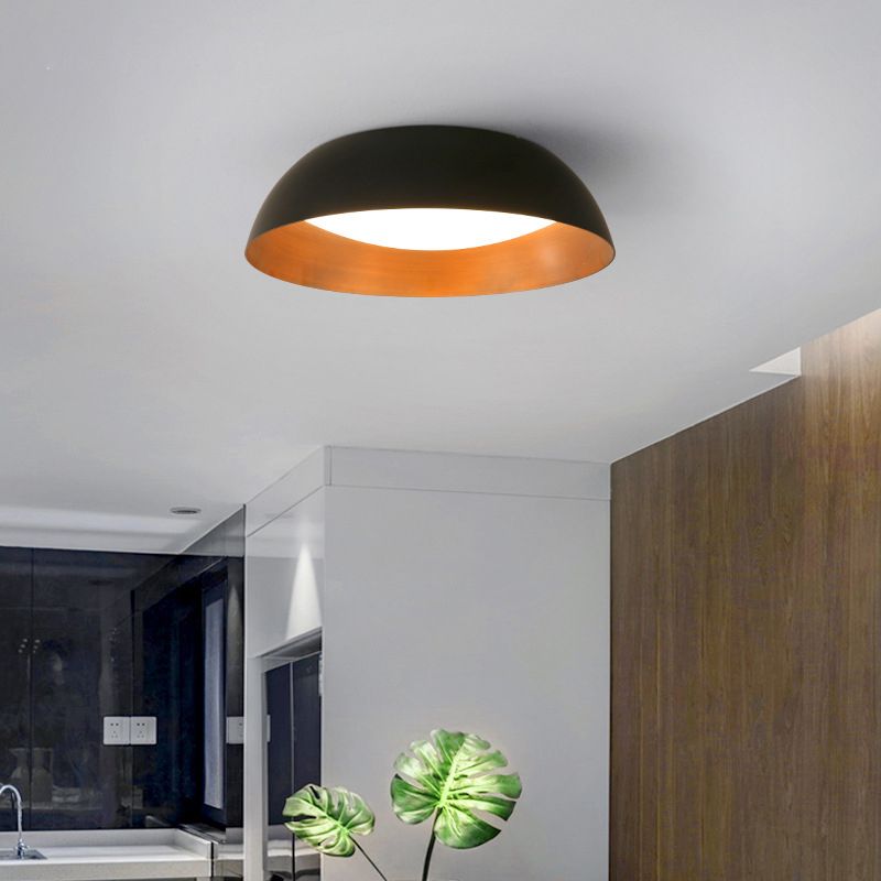 Nordic Style Bowl Shade Ceiling Lighting Metal Foyer LED Flush Light with Recessed Diffuser