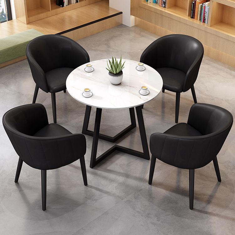Modern Style Round Dining Room Table Set with Sintered Stone Dinette Set with 4 Legs Table