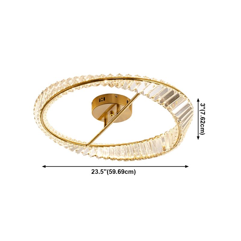Plafonniers modernes dorés, éclairage de plafond encastré à LED avec abat-jour en cristal