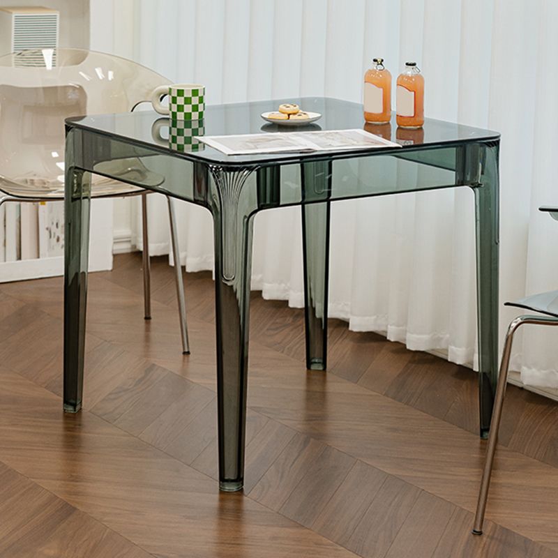 Modern Tempered Glass Desktop Geometric Acrylic Legs Dining Table for Dining Room