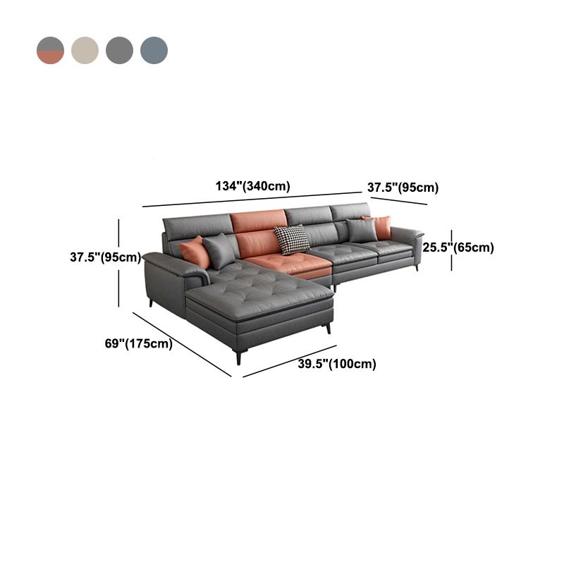 Modern L-Shape Sectional with Pillows Back and Pillow Top Arms