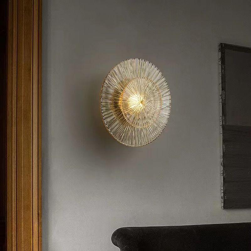 LED Modern Metal Wall Sconce Flower Shape Wall Light with Glass Shade for Bedroom