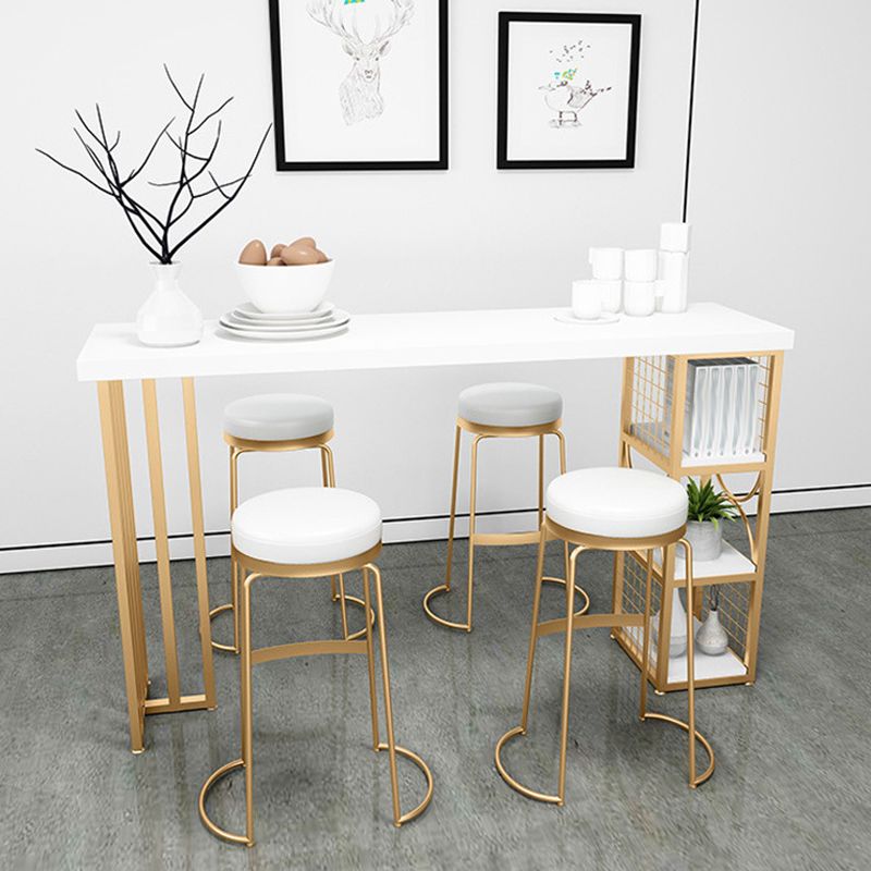 Glam 1/2/3/5 Pieces Bar Table Set Rectangle Bar Table with Metal High Stools for Kitchen
