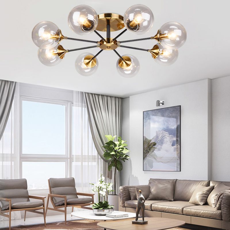 Globe Semi Flush Mount Lighting Minimalist Glass Dinning Room Semi Mount Lighting